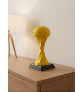 Futbol Toplu Sarı Kupa 21cm Masaüstü Dekor Ödül Figürü