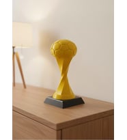 Futbol Toplu Sarı Kupa 21cm Masaüstü Dekor Ödül Figürü
