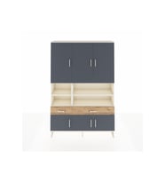 Arges Dolap 8 Raflı 2 Çekmeceli 6 Kapaklı 132x30x195 Aytaşı-Antrasit/Çam