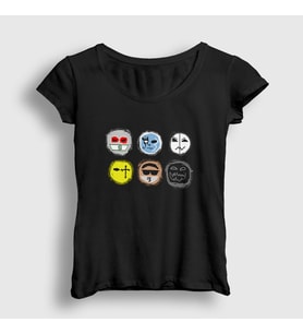 Presmono Kadın Siyah Masks V2 Hollywood Undead T-Shirt 149957tt