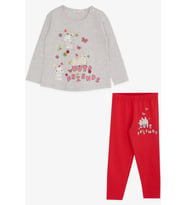 Breeze Kız Bebek Taytlı Takım Tavşan Baskılı 9 Ay-3 Yaş, Bej Melanj