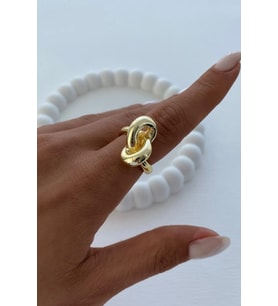 Cilalı Model Düğüm Tasarım Günlük Ayarlanabilir Kadın Çelik Yüzük Gold Kararmaz Renk Atmaz
