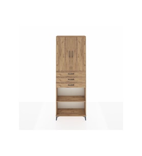 Arges Dolap 4 Raflı 3 Çekmeceli 2 Kapaklı 88x30x243 Çam-Çam