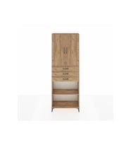 Arges Dolap 4 Raflı 3 Çekmeceli 2 Kapaklı 88x30x243 Çam-Çam