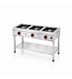 Silverinox Doğalgazlı Taban Raflı 3 Gözlü Ocak