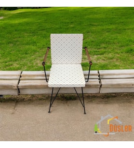 40*80 Duck Kumaş Bej Geometrik Desenli 5 Cm lik Sırtlı Sandalye Minderi