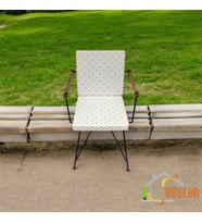 40*80 Duck Kumaş Bej Geometrik Desenli 5 Cm lik Sırtlı Sandalye Minderi