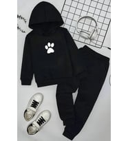 Çocuk Paw Baskılı Eşofman Takımı (Siyah)