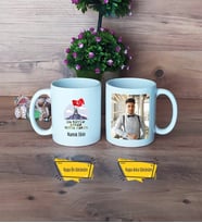 Askere Hediye Kupa Bardak Beyaz Fotoğraflı