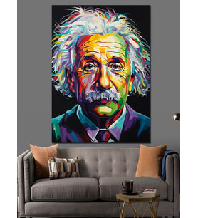 Albert Einstein Pop Art Dekoratif Kanvas - Mdf Ahşap Tablo