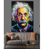 Albert Einstein Pop Art Dekoratif Kanvas - Mdf Ahşap Tablo