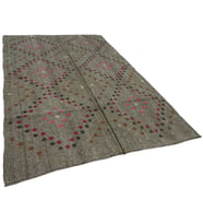 Kırmızı Kilim El Dokuma Salon Kilimi Madalyonlu Geometrik Stil Oturma Odası İçin Keçi Kılı