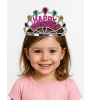 Gümüş Renk Happy Birthday Yazılı Doğum Günü Tacı 60 cm