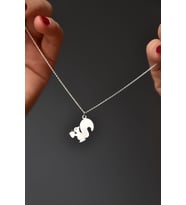 Papatya Silver 925 Ayar Gümüş Kesim Fındık Kurdu Sincap Kolye (Gümüş)