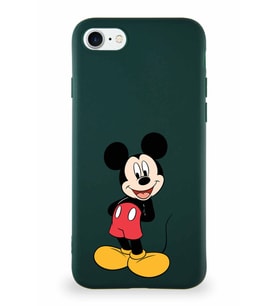 Apple iPhone SE 2022 Soft Premier Kapak Mickey Mouse-B Tasarımlı Silikon Kılıf - Yeşil (Şeffaf)