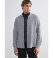 LCW Vision Gri Slim Fit Uzun Kollu Erkek Dokulu Gömlek