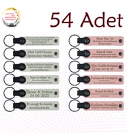 Beyaz & Yavru Ağzı, Kafe Müşterilerine Teşekkür Armağanı, 54’li Set, İsim ve Mesajlı Anahtarlık