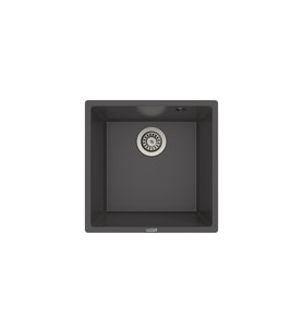 POLEX Cristalüx Granit Evye P-X40 Tezgah Altı Ve Tezgah Üstü Kare Mutfak Evyesi 53,8x44cm (Antrasit)