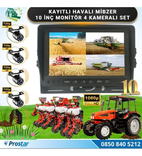 10 inç Monitör 4 Kameralı Mibzer Havalı Tohum Makinesi AHD Kayıtlı Kamera Seti (Siyah)