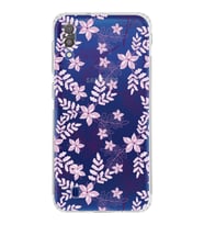 Samsung Galaxy M10  Kamera Korumalı Kapak Floral Pudra Tasarımlı  Şeffaf  Kılıf