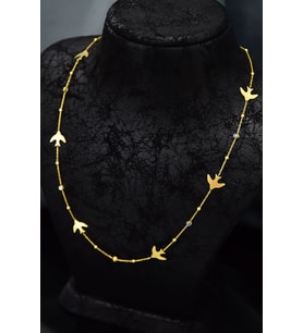 925 Ayar Gümüş Gold Kaplama Kırlangıç Kolye