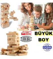 Çocuklar İçin Eğitici Denge Oyunu Ahşap Jenga Yıkılmaz Kule Yapımı Ahşap Oyuncak 54 Parça