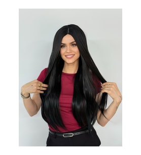 Siyah Perçemsiz Uzun Düz Vip Peruk