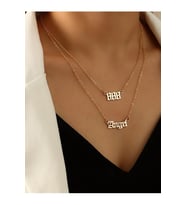 Kişiye Özel Çift Zincir Angel Melek Sayısı 24 Ayar Has Altın Kaplama Gümüş Kolye