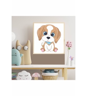 Sevimli Köpek Çocuk Odası Ahşap Çerçeve Tablo