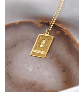Kişiye Özel Başak Burcu Tarot Kart Kolye 925K Gümüş (Gold)