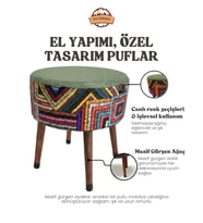 USTAAGAC Puf Koltuk Tabure - Etna Gökkuşağı Yeşil