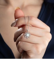 925 Ayar Opal Taşlı Güneş Gümüş Kolye
