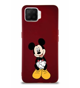 Oppo A73 Soft Premier Kapak Mickey Mouse-A Tasarımlı Silikon Kılıf - Mürdüm (Şeffaf)