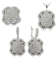 Gümüş Beyaz Taşlı Bayan Set (Standart)