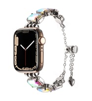 Apple Watch 40mm Kordon Renkli Taşlı Tasarımlı İnce Şık Kordon 115 (Karışık)