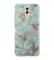 Huawei Mate 20 Lite Uyumlu Kapak Floral Su Yeşili Tasarımlı Şeffaf Silikon Kılıf