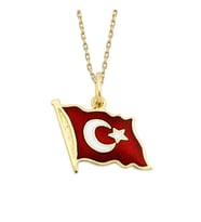 Türk Bayraklı Altın Kolye