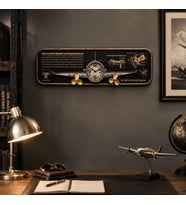 Dekoratif Uçak Tasarımlı Duvar Saati – Havacılık Temalı Vintage Metal Duvar Dekoru 78x21x8 Cm