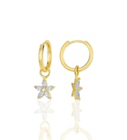 Gümüş altın yaldızlı zirkon taşlı lotus çiçeği küpe SGTL11938GOLD