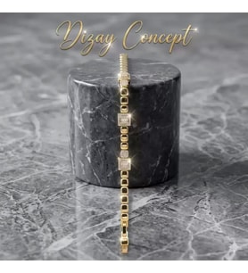 Baget Taşlı Geometrik Zincir Bileklik-Dz-1
