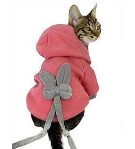Pinky Rabbit Sweatshirt Kapşonlu Kedi Kıyafeti Kedi Sweatshirt (Turuncu)