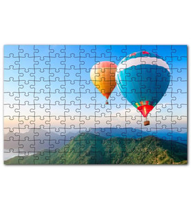 Cakapuzzle Yemyeşil Dağlar Renkli Sıcak Hava Balonları Puzzle Yapboz MDF (Ahşap) (120 Parça)