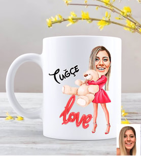 BK Gift Kişiye Özel Karikatürlü Sevimli Ayıcık Beyaz Kupa Bardak