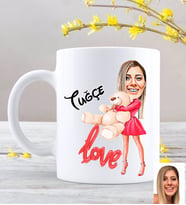 BK Gift Kişiye Özel Karikatürlü Sevimli Ayıcık Beyaz Kupa Bardak
