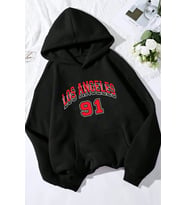 Los Angles Baskılı Oversize Sweatshirt (Siyah)