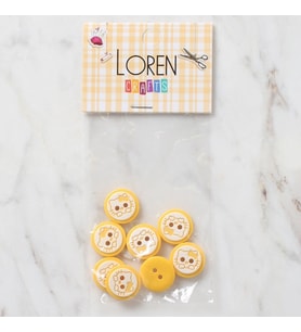 Loren Crafts 8 li Sarı Kedi Düğme - 590