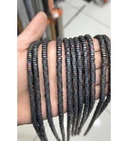Hematit Taşı Altıgen Rondela Kesim Mat Siyah Gökkuşağı 6x2mm Doğal Taş Dizi