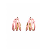 Gold Pembe Üçlü Halka Küpe Paslanmaz Çelik Minimal Modern Kadın Küpe