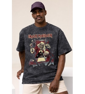 Iron Maiden Rock Metal Müzik Grubu Baskılı Unisex Oversize Vintage Yıkamalı Tişört