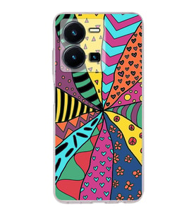 PrintiFy Vivo Y35 ile Uyumlu Retro Color 4  Kamera Korumalı Şeffaf  Kılıf